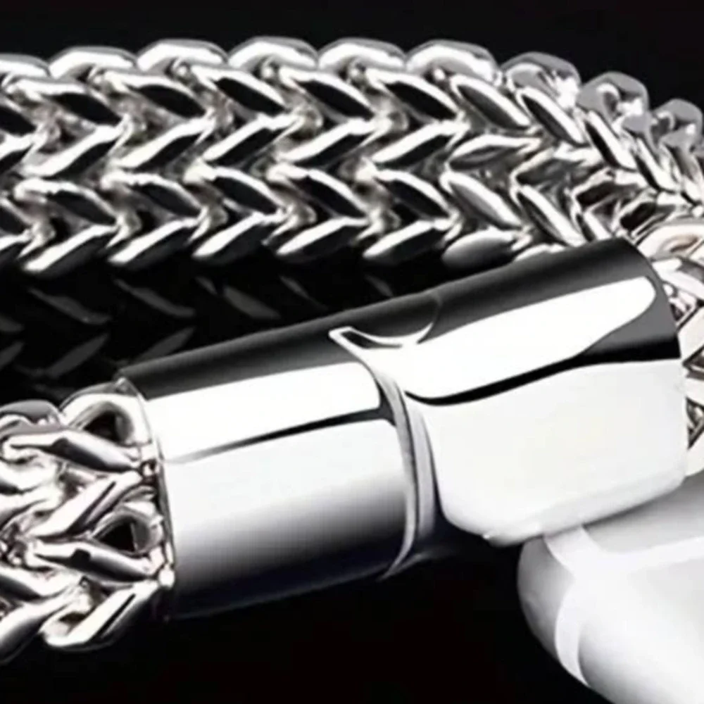 Copied -  Mens Titanium Steel Stainless Double-layer Snake Bone Bracelet 8 in